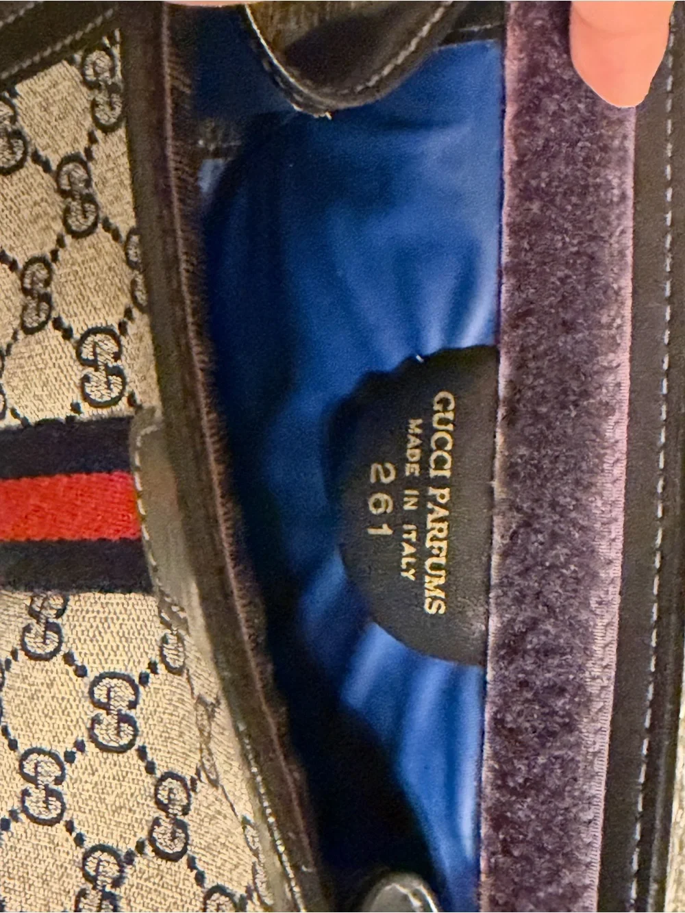 Gucci Beige Monogram Loafer with Navy and Red Web